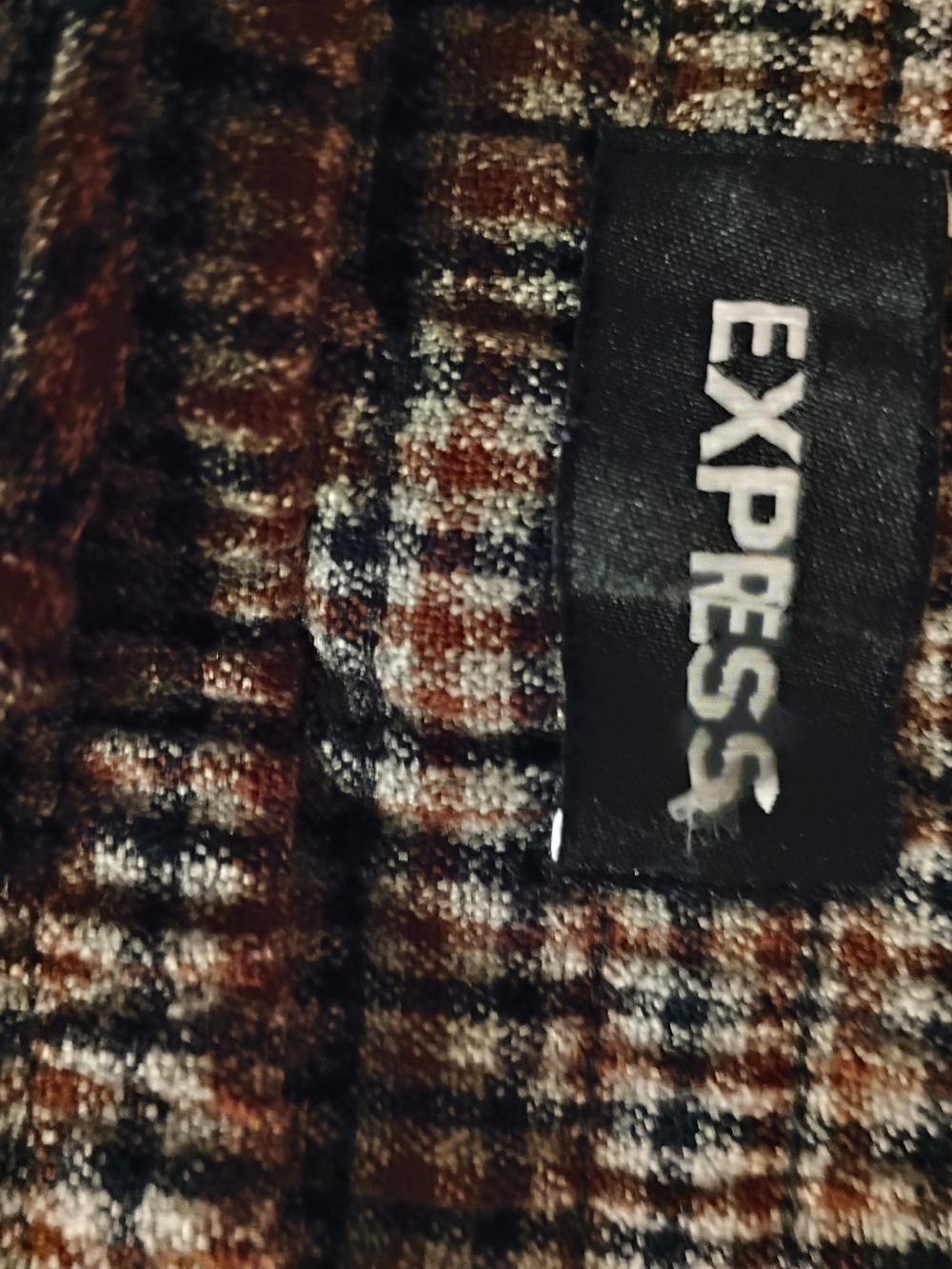 Express Plaid Drawstring High-Rise Trousers - Brown/Beige 18 inches wide - Picture 6 of 8